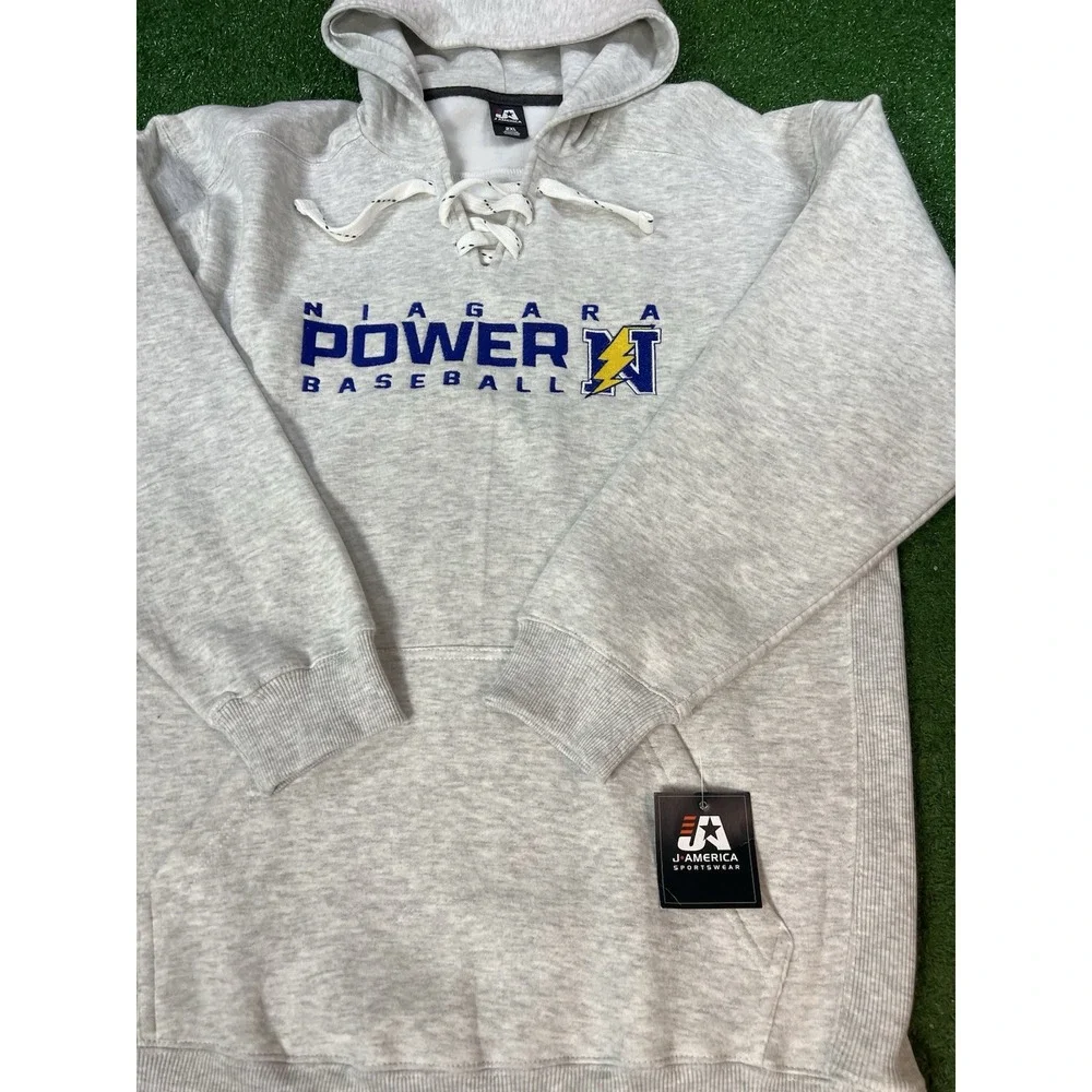 NWT J. America Niagara Power Baseball Gray Hoodie Sweatshirt Men's Size XXL‎ 2XL